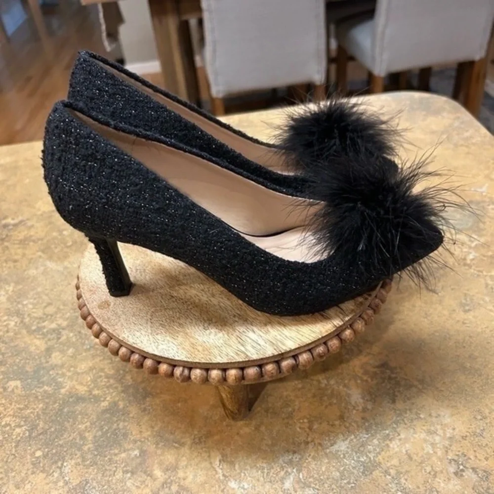 Kelly & Katie Black Heels with Fur Accent - Picture 2 of 2
